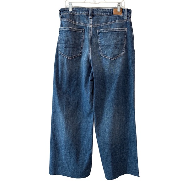 American Eagle Super High Rise Baggy Wide Leg Jeans Blue 12 Regular Denim NWOT - Picture 3 of 12